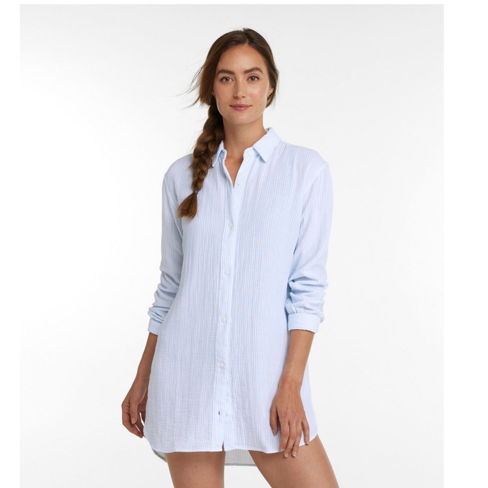L.L. Bean Cloud Gauze Cover Up (Light Blue and White Striped)
